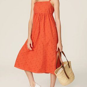Madewell Orange Eyelet Babydoll Midi Dress - Size XS